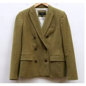 J Crew Blazer Womens Size 6 Wool Olive Green Corp Career Stretch Pockets J.Crew